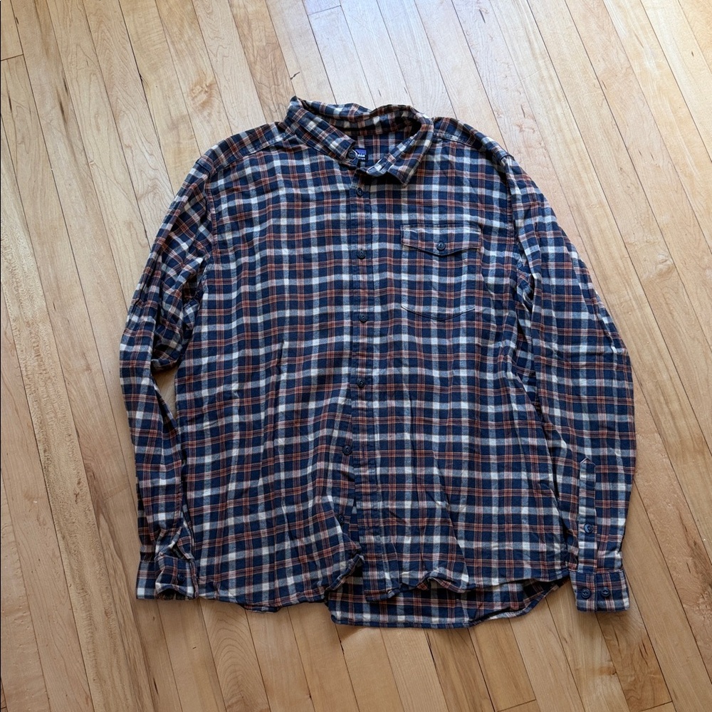 Patagonia Organic Cotton Flannel Shirt - Blue and Orange Plaid
